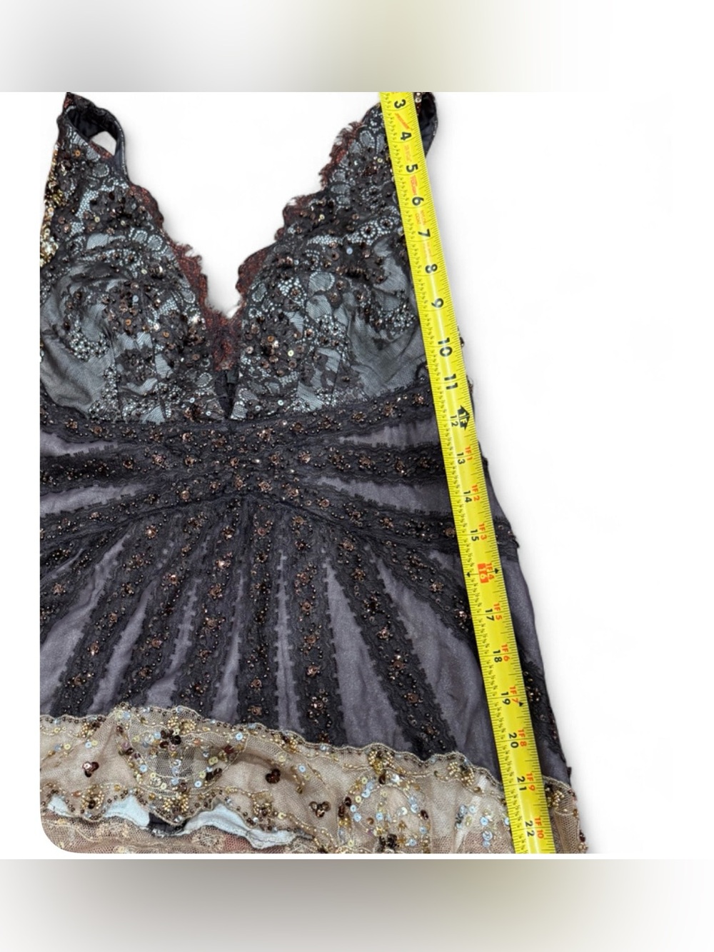 Embellished Lace V-Neck Camisole in Brown by - Picture 5 of 8